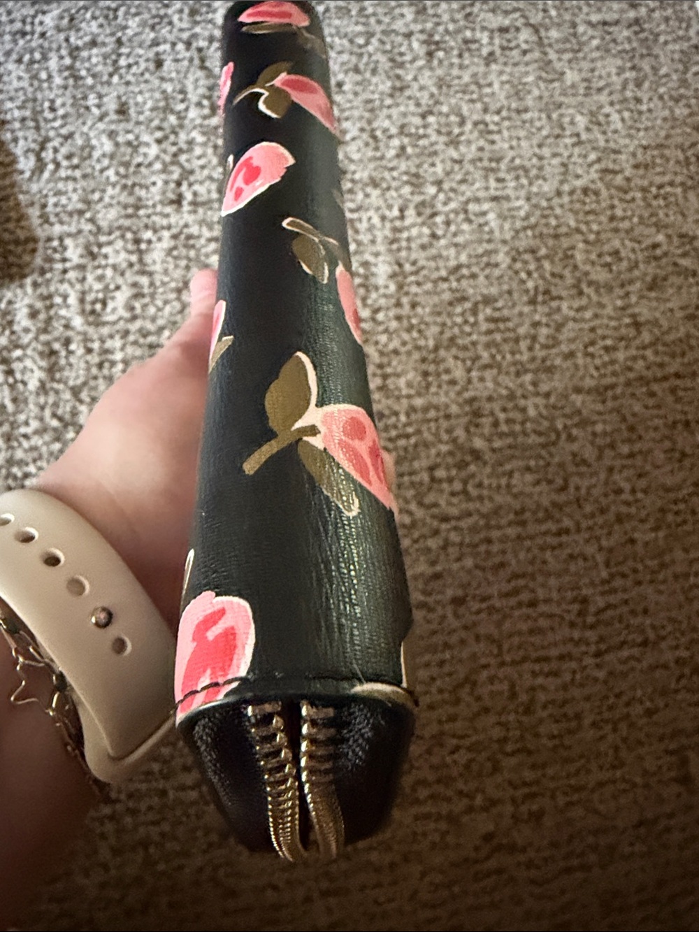kate spade Black Pink Floral Zip-Around Wallet NWOT - Picture 5 of 14